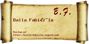 Balla Fabióla névjegykártya